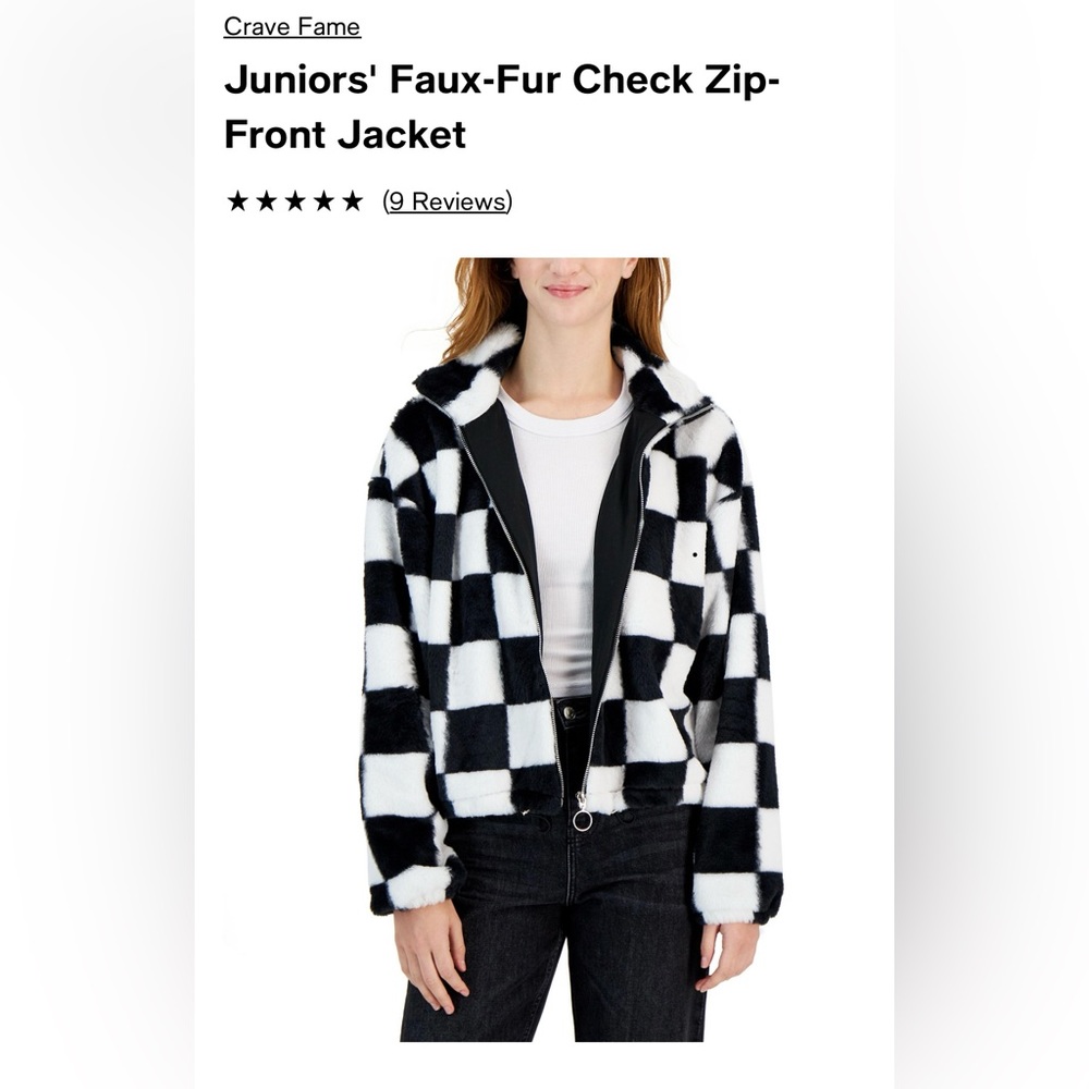 Crave Fame Juniors Checkered Bomber Jacket